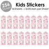 Big Dot of Happiness Pink Winter Wonderland - Holiday Snowflake Birthday Party and Baby Shower Favor Kids Stickers - 16 Sheets - 256 Stickers - 2 of 4