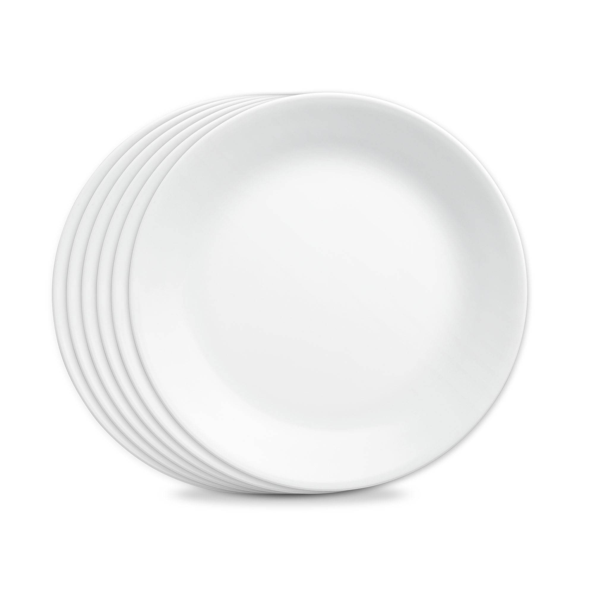 Corelle 10.3" 6pk Glass Dinner Plates White: Chip-Resistant, Glossy Finish, Solid Round Design