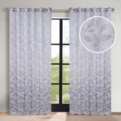 Modern Bohemian Leaves Room Darkening Semi-Blackout Curtains, Set of 2 by Blue Nile Mills