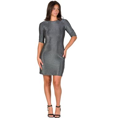 shimmer bodycon dress Final Sale Plus Size Shimmer Bodycon Dress with Ruched Center & Ruffle in  Red and Black main image 0