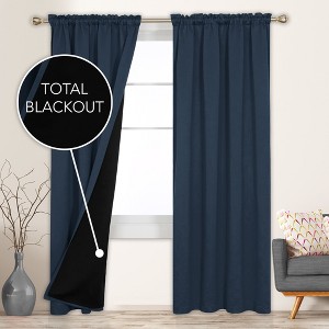 Deconovo ModernLuxury BlackOut RodCurtains For LivingRoom or BedRoom，Easy Clean,2Panels - 1 of 4