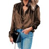 I AM A FASHION JUNKY Desert Palm Frilled Neck Buttoned Front Velvet Top - 4 of 4