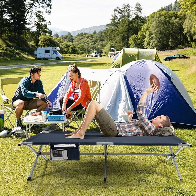 Tangkula Folding Camping Bed Extra Wide Military Cot up to 330Lbs w/ Carry Bag & Storage, 4 of 11