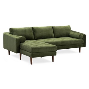 Poly & Bark Napa Fabric Left Sectional Sofa Distressed Green Velvet - 1 of 4