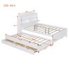 Twin/Full Wooden Platform Bed with Trundle and 3 Drawers , Wooden Bedframe with Headboard Storage and USB & LED Light, Brown - 3 of 4
