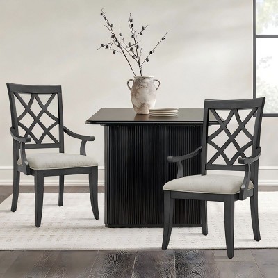 Wooden Arm Dining Chairs set of 2,Retro Kitchen Dining Room Chairs With Curved Back,Upholstered Dining Chairs With Wooden Frame-Maison Boucle