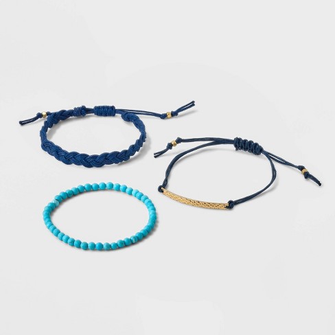 Semi-Precious Bracelet Set 3pc - Universal Thread™ Blue