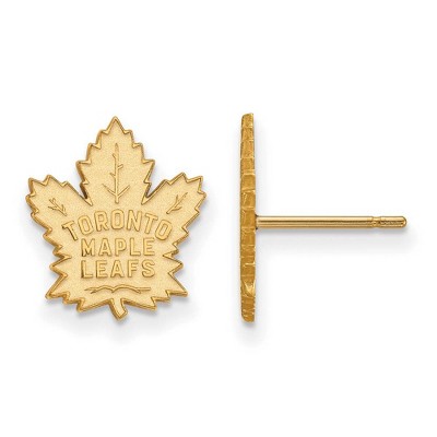 Black Bow Jewelry 14k Yellow Gold Toronto Maple Leafs NHL Stud Earrings
