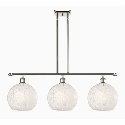 White Mouchette - 3 Light Stem Hung Island In Modern Style-12.25 Inches Tall and 36.5 Inches Wide
