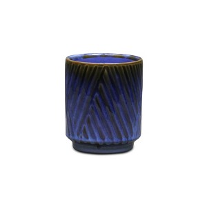 Cheung's Parlora Crossed Diagonal Pattern Straight Side Ceramic Pot - Small - Blue - 1 of 4