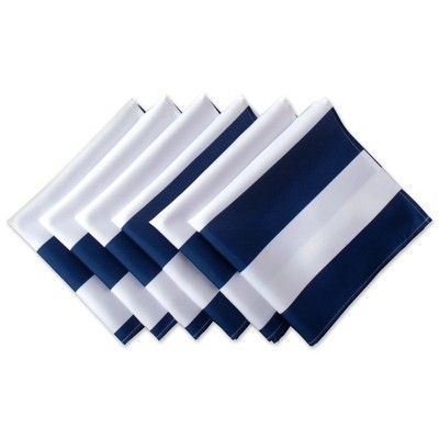 Design Imports Nautical Blue Cabana Stripe Print Outdoor Napkin (Set Of 6)
