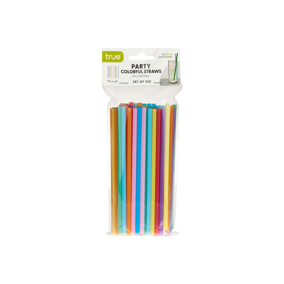 True Colorful 7? Disposable Plastic Straws for Cocktails, Mocktails, Soda, Iced Coffee, Juice, Beverages, Pool Party, Kids Party Supplies, Set of 100 - thumbnail 7