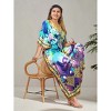 LA LEELA Women Dailywear Maxi Plus Size Ethnic Caftan Casual Long Slit Dress Loungewear Dashiki Dresses for Women One Size Multi,Abstract - 2 of 4