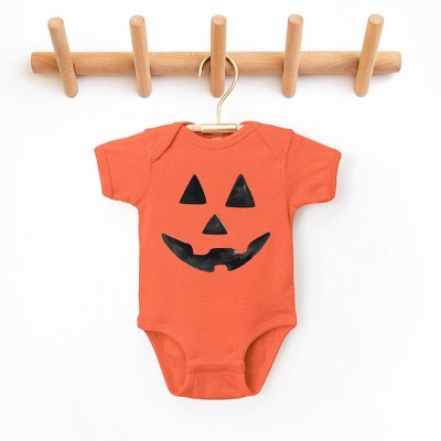 The Juniper Shop Watercolor Jack-O-Lantern Face Baby Bodysuit