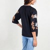 Anna-Kaci Women's Embroidered Tunic Top With 3/4 Sleeves And Floral Patterns- Small, Black - 2 of 4