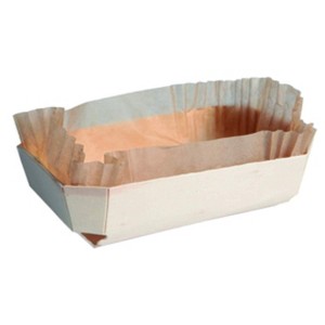 Juliette Wooden Baking Mold, PacknWood - Wood Baking Pan (26 oz, 7.4" x 4" x 2") 210NBAKE101 - Case of 80 - 1 of 4