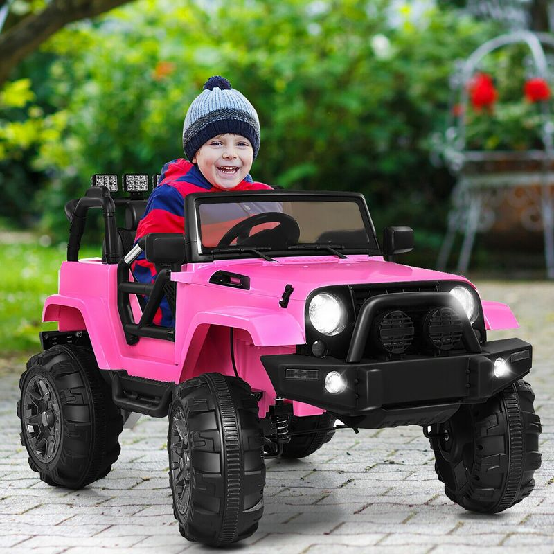 Costway 12V Kids Ride On Truck Car w/ Remote Control MP3 Music LED Lights Red/Black/Pink/White, 4 of 14