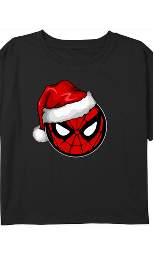 Girl's Marvel Christmas Spider-Man Santa Hat Crop T-Shirt
