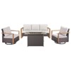 4 Pieces Patio Furniture Set with 41" Propane Fire Pit Table, Deep Seating Wicker Sofa Couch with Swivel Glider Chairs Set Patio Conversation Set - 2 of 4