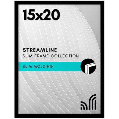 Americanflat 15x20 Picture Frame with Polished Plexiglass - Streamline - Thin Border Picture Frame - Hanging Hardware Included - Black