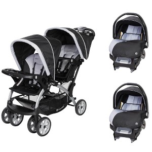 Baby Trend Sit N Stand Compact Easy Fold Double Stroller with 2 Baby Infant Car Seat Carriers and Cozy Cover - 1 of 4