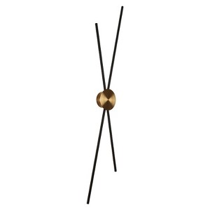 LNC Huia 4-Lights 12" Modern  Luxury Linear Integrated LED Wall  Lights, Black/Gold - 1 of 4