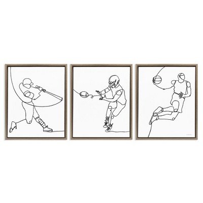 Stupell Industries Simple Line Doodle Playing Sports, 17" x 21"