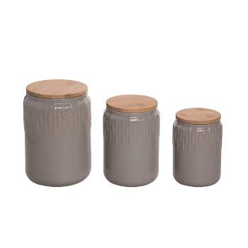 Transpac Ceramic 7.5" Brown Common Ground Canister Set of 3