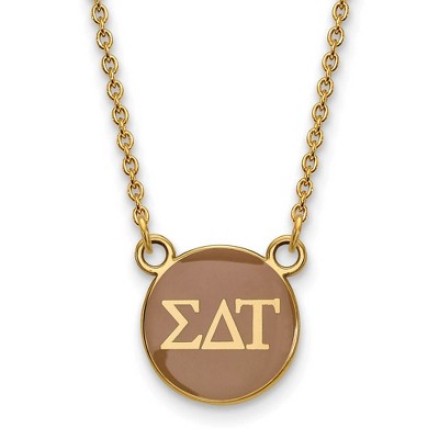 Black Bow Jewelry 14k Yellow Gold Plated Sterling Silver Sigma Delta Tau Greek Life Necklace 18 Inch