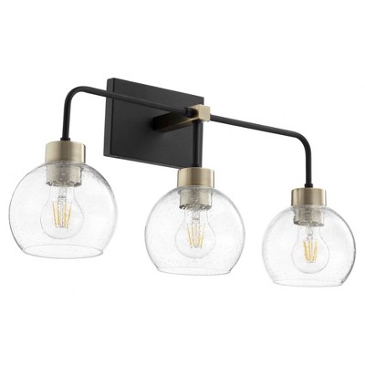 Quorum Lighting Lacy Vanity, 3 Lights, Noir/Aged Brass