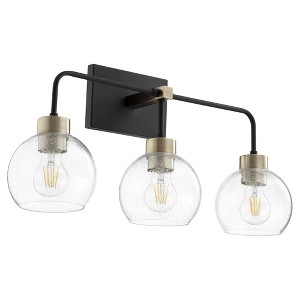 Quorum Lighting Lacy Vanity, 3 Lights, Noir/Aged Brass - 1 of 1
