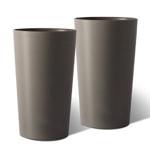Gulches 58 Qt Brown Polypropylene Matte Planter with UV Crack Resistant Features Indoor Outdoor (12x12x21 in) 2-Pack - 1 of 4