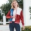 Anna-Kaci Women's Sequin American Flag Bomber Zip-Up Jacket Flag - 4 of 4