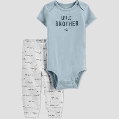 Baby Boys' 2pc 'Little Brother' Top and Bottom Set - Just One You® made by carter's Blue/Gray 6M