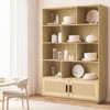 5-Tier Bookshelf with Rattan Doors, Tall Storage Bookcase for Living Room, Bedroom, Home Office, Kitchen - 3 of 4