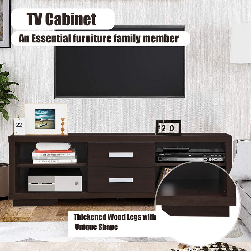 Costway TV Stand Entertainment Center Hold up to 65'' TV with Storage Shelves & Drawers, 5 of 11