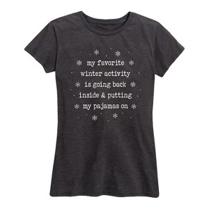 Women's - Instant Message - My Favorite Winter Activity Short Sleeve Graphic T-Shirt - 1 of 4