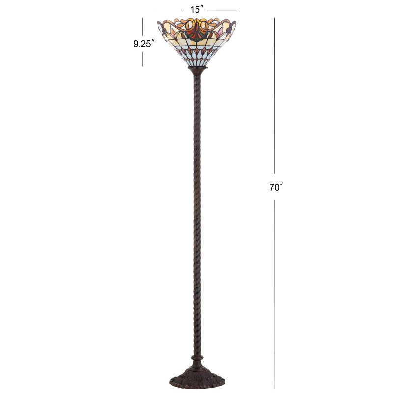 70&#34; Davis Tiffany Style Torchiere Floor Lamp (Includes LED Light Bulb) Bronze - JONATHAN Y, 5 of 6