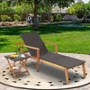 Tangkula 2PCS Patio Lounge Chair Adjustable Recliner Chair Acacia Wood Frame Folding Table Set - 2 of 4
