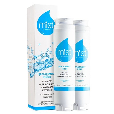 Mist 644845 Ultra Clarity Compatible with 9000077104, 9000194412, Miele KWF1000 Refrigerator Water Filter (2pk)