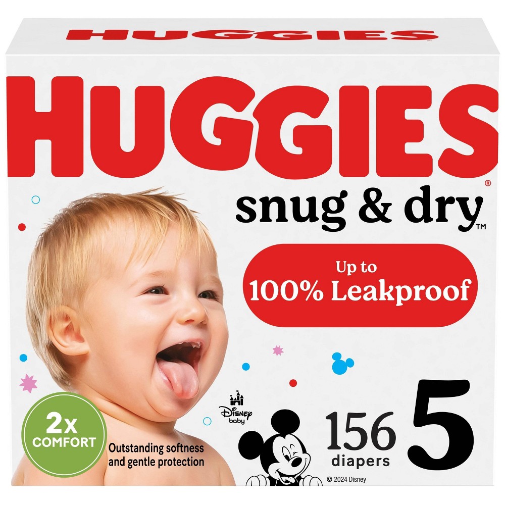 Huggies Snug & Dry Baby Disposable Diapers - Size 5 - 156ct