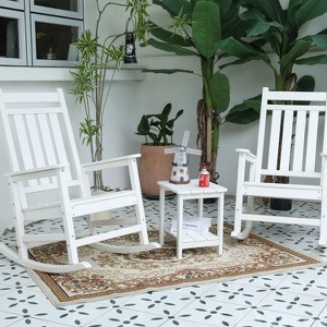 Mlmh & Kngwa 3-Piece All Weather Rocking Chair Set with Side Table - 1 of 4