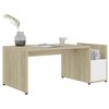 vidaXL Coffee Table White and Sonoma Oak 35.4Inchx17.7Inchx13.8Inch Chipboard - 3 of 4