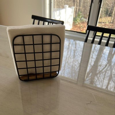  Lavievert Wooden Napkin Holder with Black Metal Wire