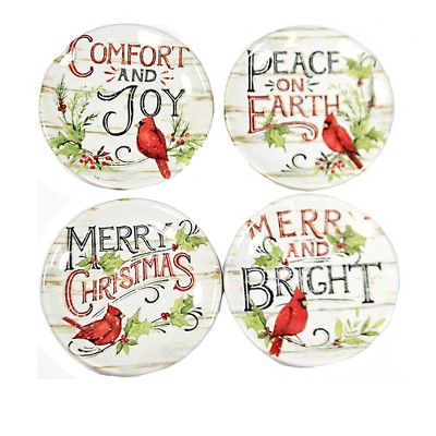 Tabletop 6.5" Evergreen Canape Plates Set/4 Christmas Cardinals Certified International  -  Dining Plates