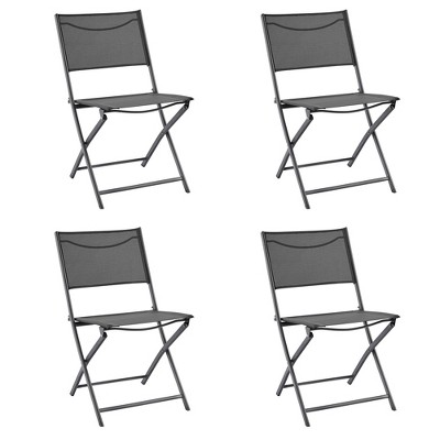 Yaheetech Set of 4 Folding Dining Chairs with Backrests for Garden/ Lawn/ Porch/ Backyard Pool