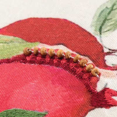 20" x 20" Botanical Pomegranate Embroidered Cotton Pillow Cover