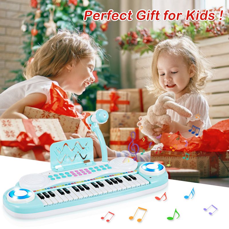 Costway 37-Key Toy Keyboard Piano Electronic Musical Instrument BluePink, 3 of 11