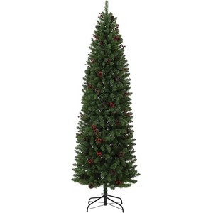 Artificial Christmas Tree with Multicolor Led Lights, Foldable Metal Base, Slim Xmas Tree for Home, Holiday, Party Decoration - 1 of 4