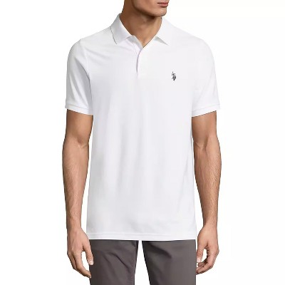 U.S. Polo Assn. Mens Solid Pique Polo With Small Pony White Medium